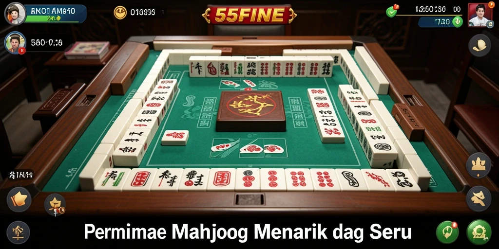Screenshot gameplay 55FIVE yang menampilkan papan Mahjong yang menarik.