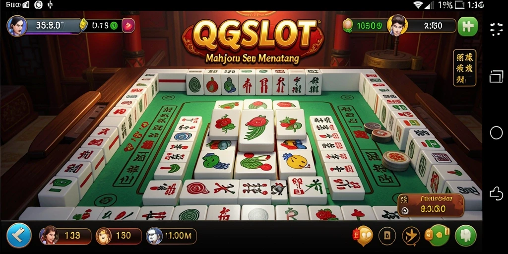 Tampilan menarik dari gameplay <strong>QQSLOT</strong> saat bermain Mahjong.